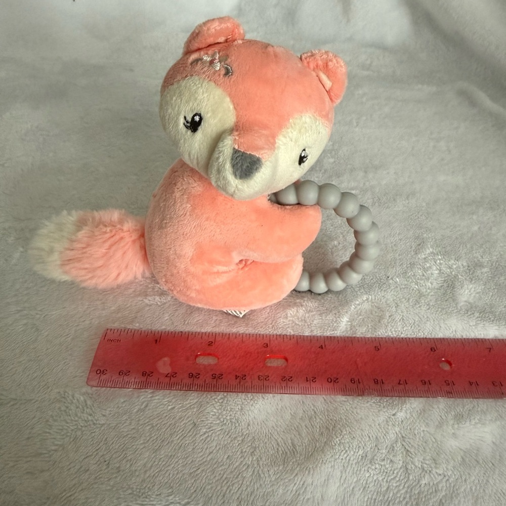 Plush Fox Learning Toy - Pink and Gray